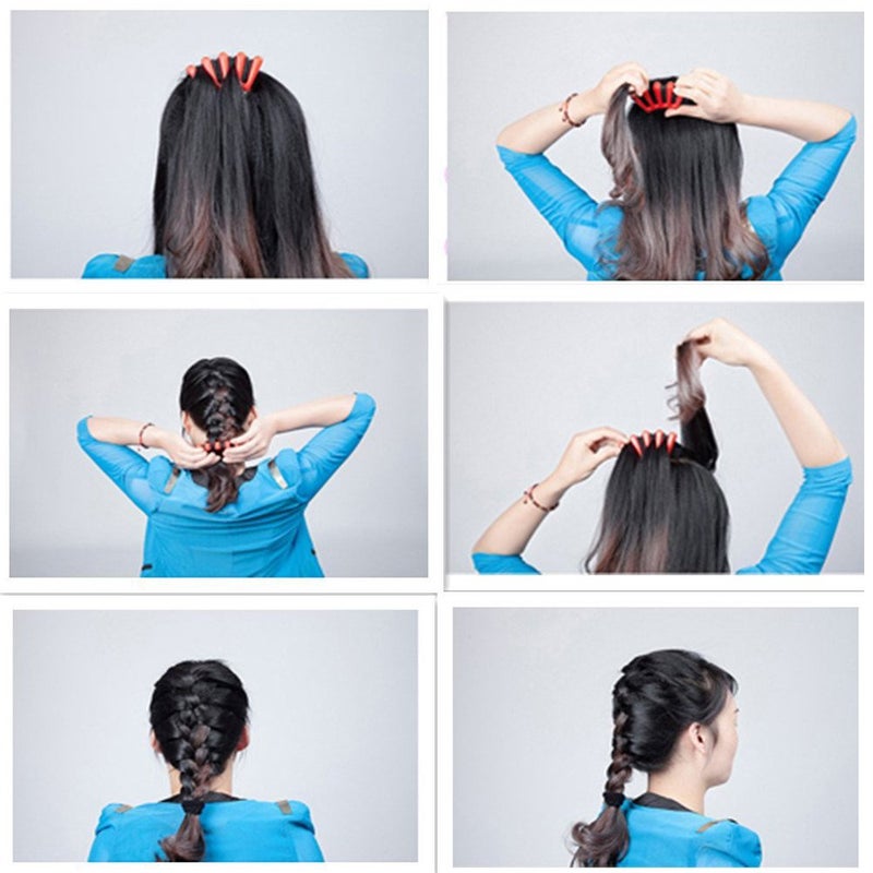 Hisight 2 PCS Sponge Hair Braiding Machine Women Lady Girls DIY French Twist Plait Hair Braiding Tool Sponge Hair Styling Clip Stick Braider Braid Tool (Redã€ Blue) - Image 3
